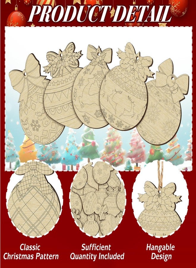 مارسبارك مجموعة مارسبارك المكونة من 20 قطعة من أدوات الرسم والحرف اليدوية لعيد الميلاد، هدايا خشبية، مجموعة رسم مع بطاقة، ارسم بنفسك زينة عيد الميلاد، كرة عيد الميلاد غير مطلية، حرفة يدوية يمكنك صنعها بنفسك، لوازم هدايا الحفلات - Image 4